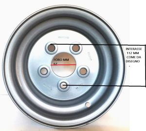 CERCHIO  6 00 10  CARRELLO -5x67x112 ATTACCO TEDESCO COMPLETA PER RIMORCHIO ATTACCO TEDESCO MERCEDES
